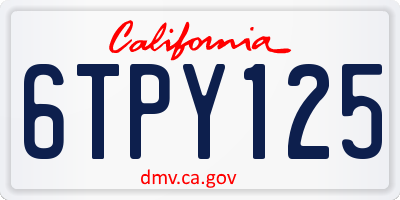 CA license plate 6TPY125