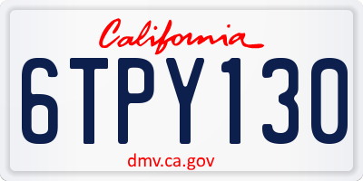 CA license plate 6TPY130