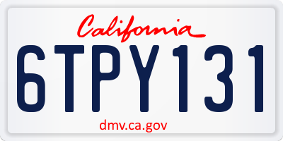 CA license plate 6TPY131