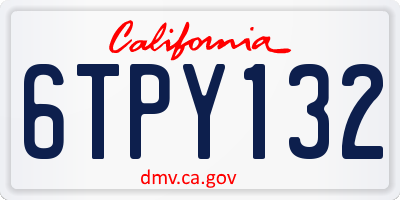 CA license plate 6TPY132