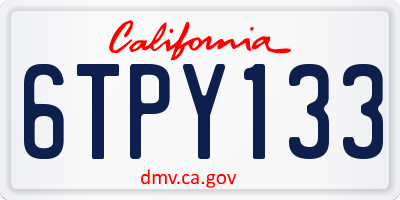 CA license plate 6TPY133