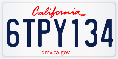 CA license plate 6TPY134