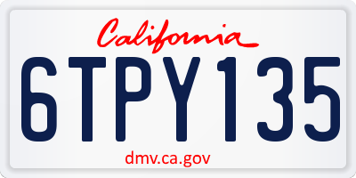 CA license plate 6TPY135