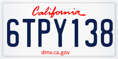 CA license plate 6TPY138