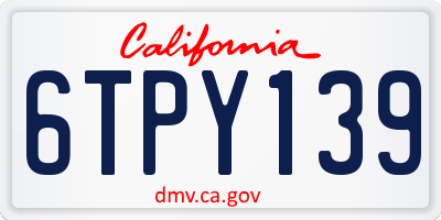 CA license plate 6TPY139