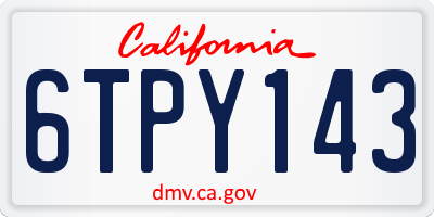 CA license plate 6TPY143