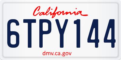 CA license plate 6TPY144