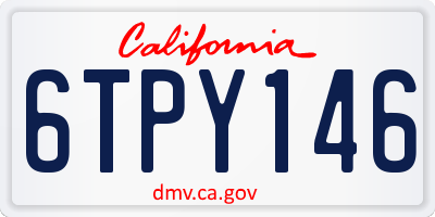 CA license plate 6TPY146