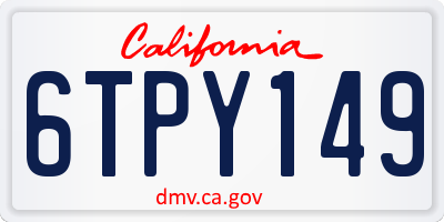 CA license plate 6TPY149