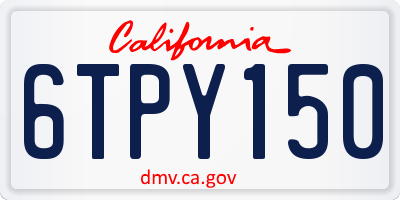 CA license plate 6TPY150