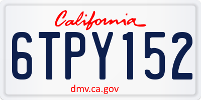 CA license plate 6TPY152