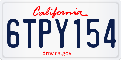 CA license plate 6TPY154