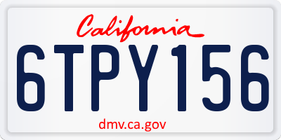 CA license plate 6TPY156