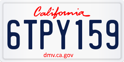 CA license plate 6TPY159
