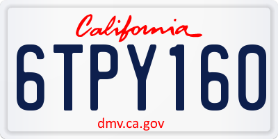 CA license plate 6TPY160