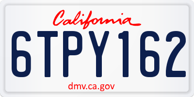 CA license plate 6TPY162