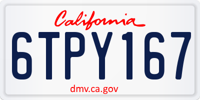 CA license plate 6TPY167