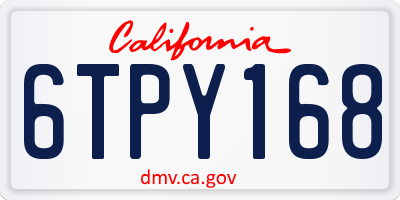 CA license plate 6TPY168