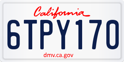 CA license plate 6TPY170