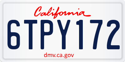 CA license plate 6TPY172