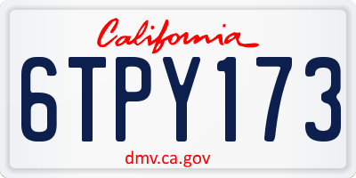 CA license plate 6TPY173