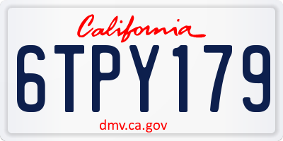 CA license plate 6TPY179