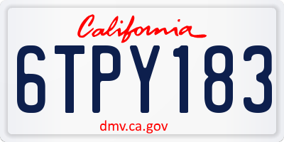 CA license plate 6TPY183