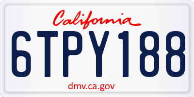 CA license plate 6TPY188