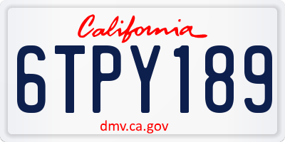 CA license plate 6TPY189