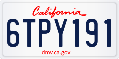 CA license plate 6TPY191