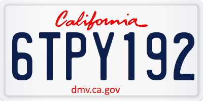 CA license plate 6TPY192