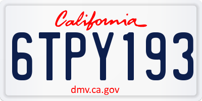 CA license plate 6TPY193