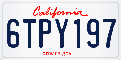 CA license plate 6TPY197