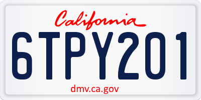 CA license plate 6TPY201
