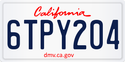 CA license plate 6TPY204