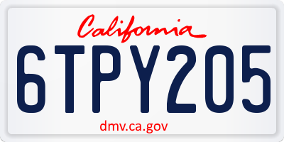 CA license plate 6TPY205