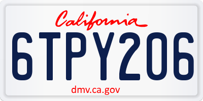 CA license plate 6TPY206