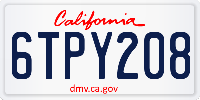 CA license plate 6TPY208