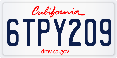 CA license plate 6TPY209