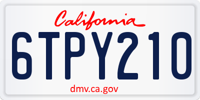 CA license plate 6TPY210