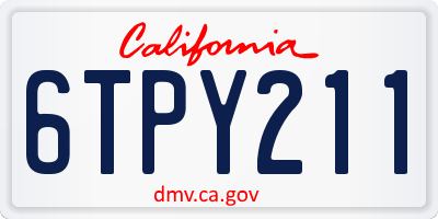 CA license plate 6TPY211