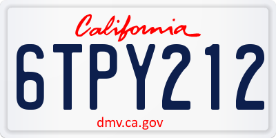 CA license plate 6TPY212