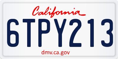 CA license plate 6TPY213