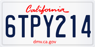 CA license plate 6TPY214