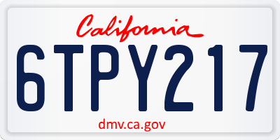 CA license plate 6TPY217