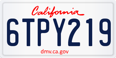 CA license plate 6TPY219