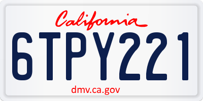 CA license plate 6TPY221