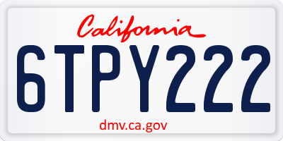 CA license plate 6TPY222