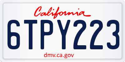 CA license plate 6TPY223