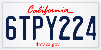 CA license plate 6TPY224